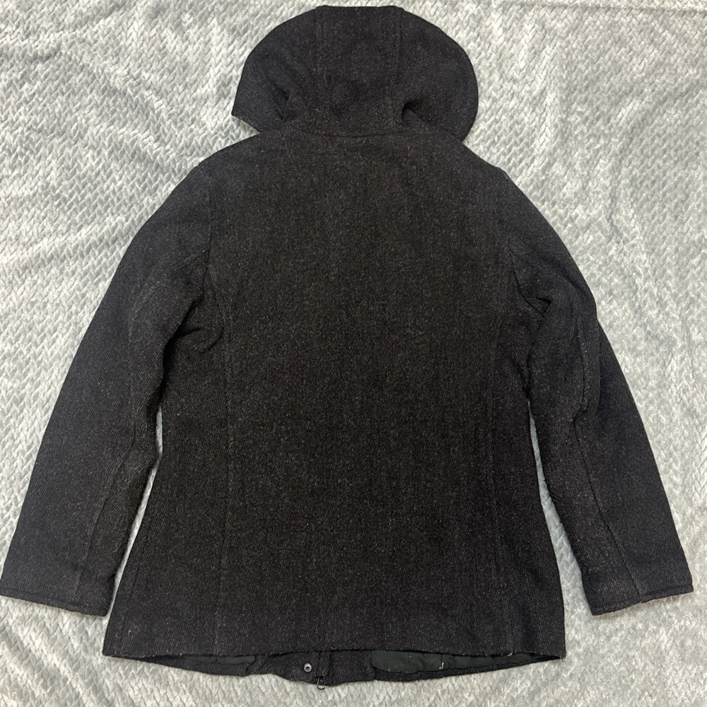 GAP Wool Coat Women's Medium Quilted Lining Hooded Full Zip Jacket - Picture 2 of 11